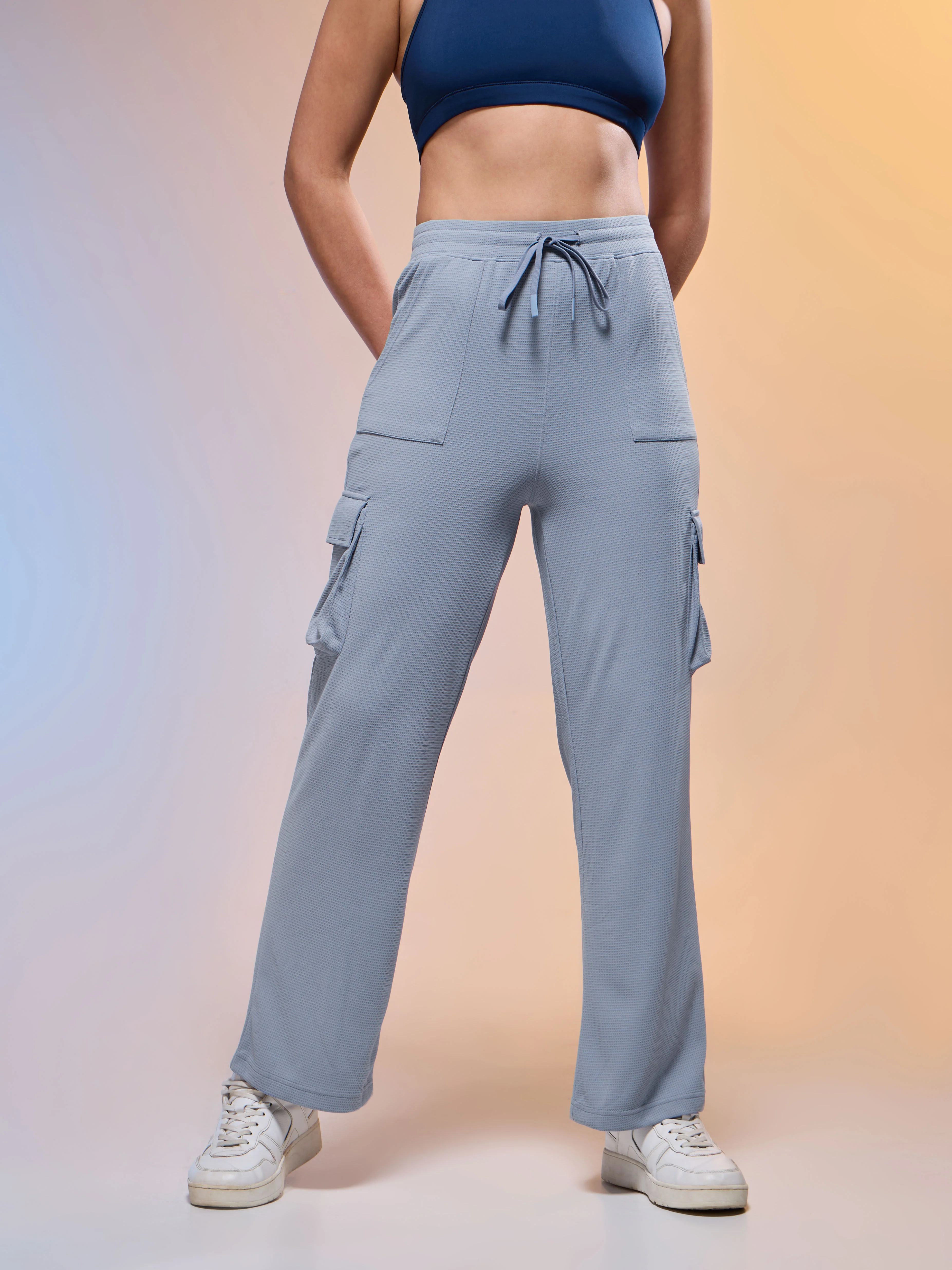 Women Solid Straight Fit Cargo Trackpants with TECHNOCOOL+ - Image 5