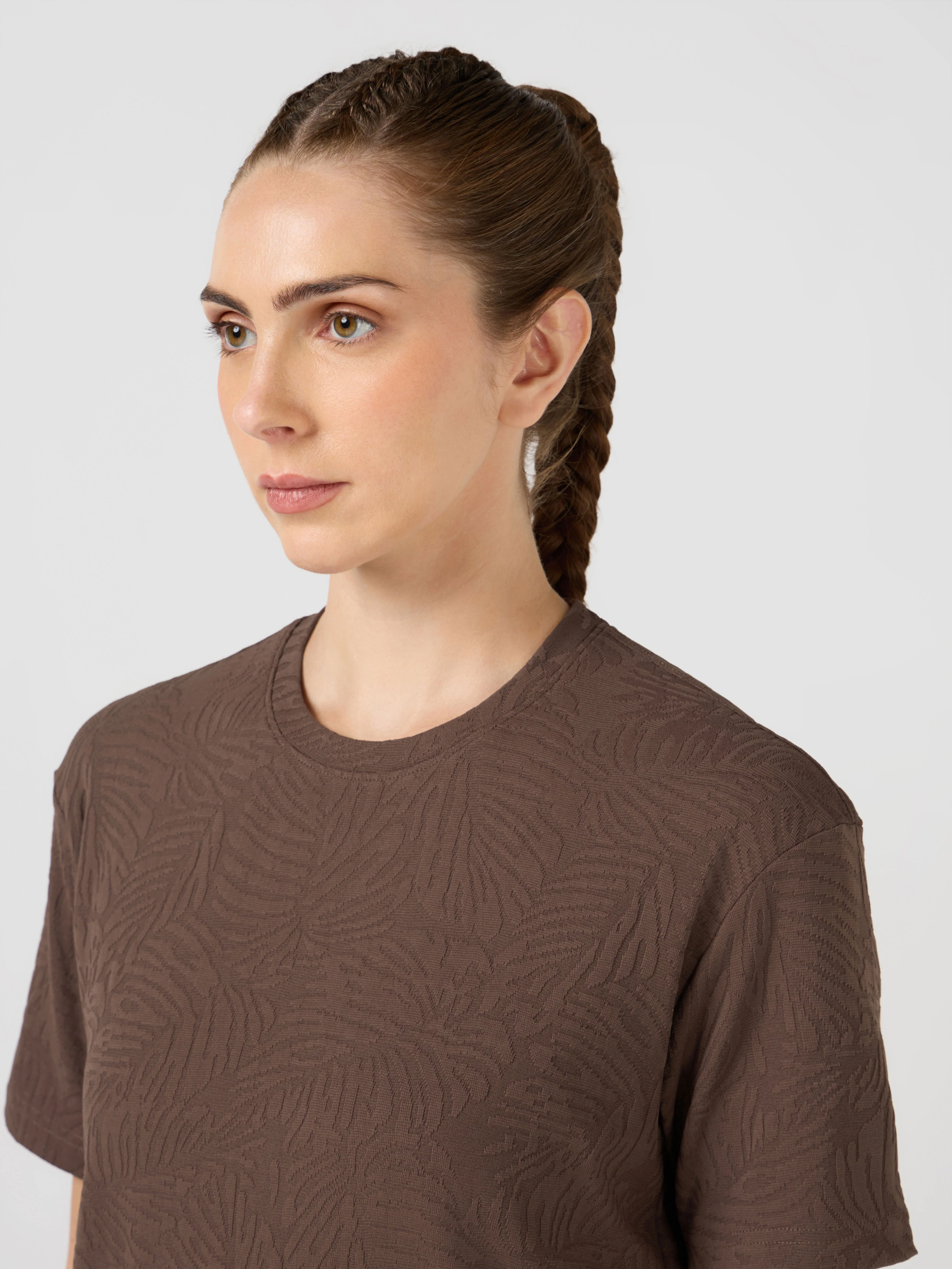 Women Textured Relaxed Fit Round Neck T-shirt with COTFLEX - Image 5