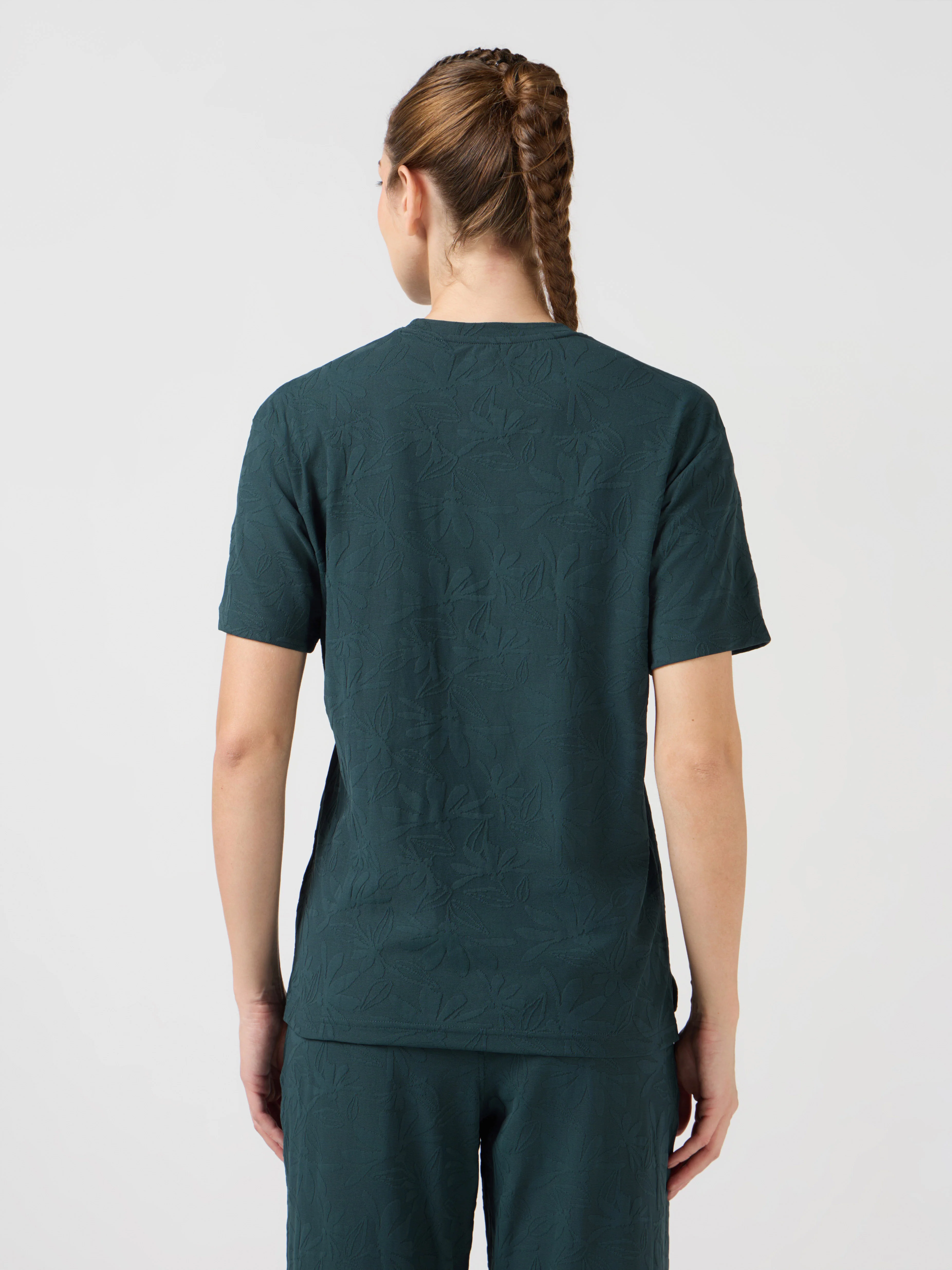 Women Textured Relaxed Fit Round Neck T-shirt with COTFLEX - Image 2