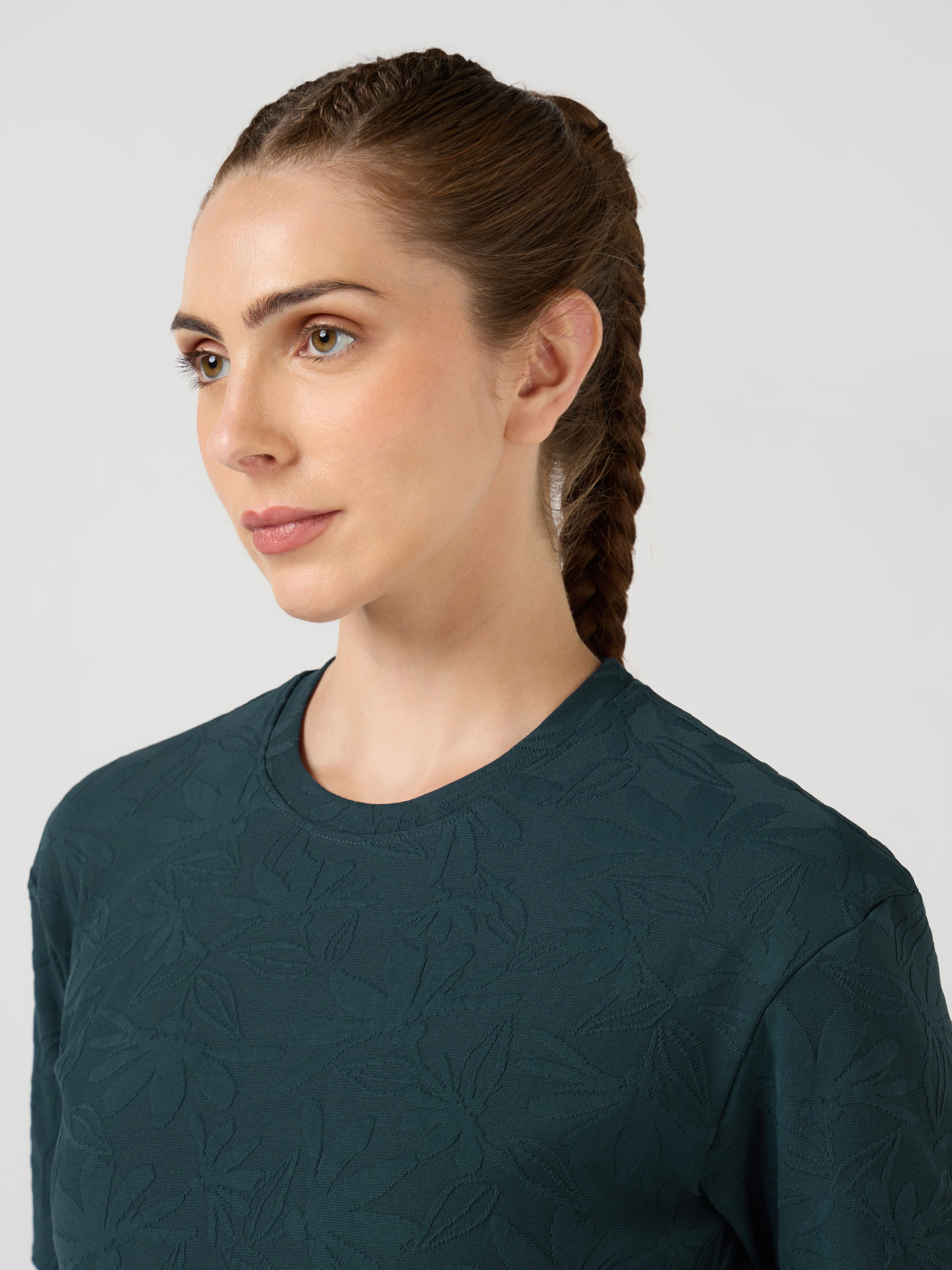 Women Textured Relaxed Fit Round Neck T-shirt with COTFLEX - Image 5
