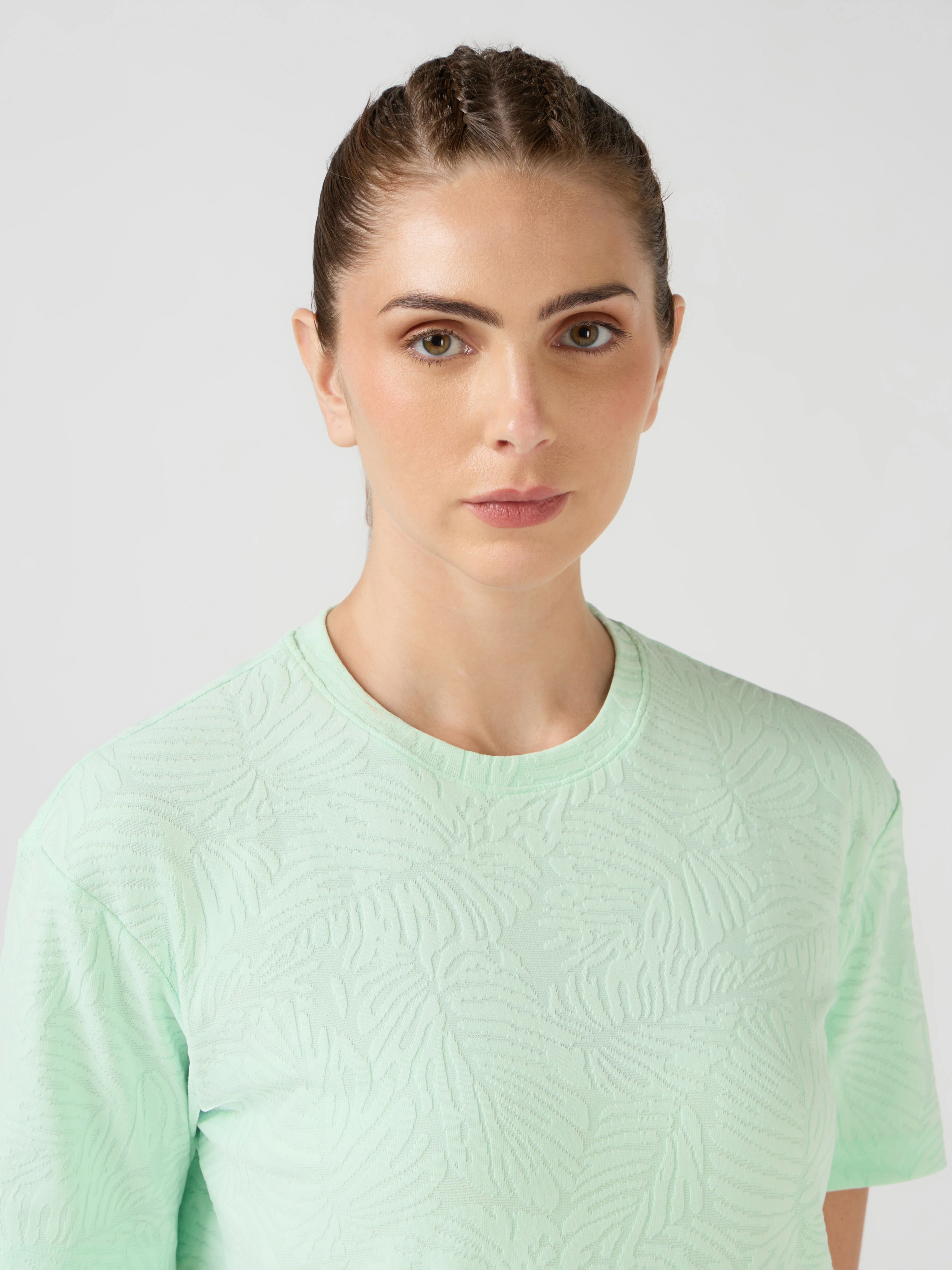 Women Textured Relaxed Fit Round Neck T-shirt with COTFLEX - Image 5