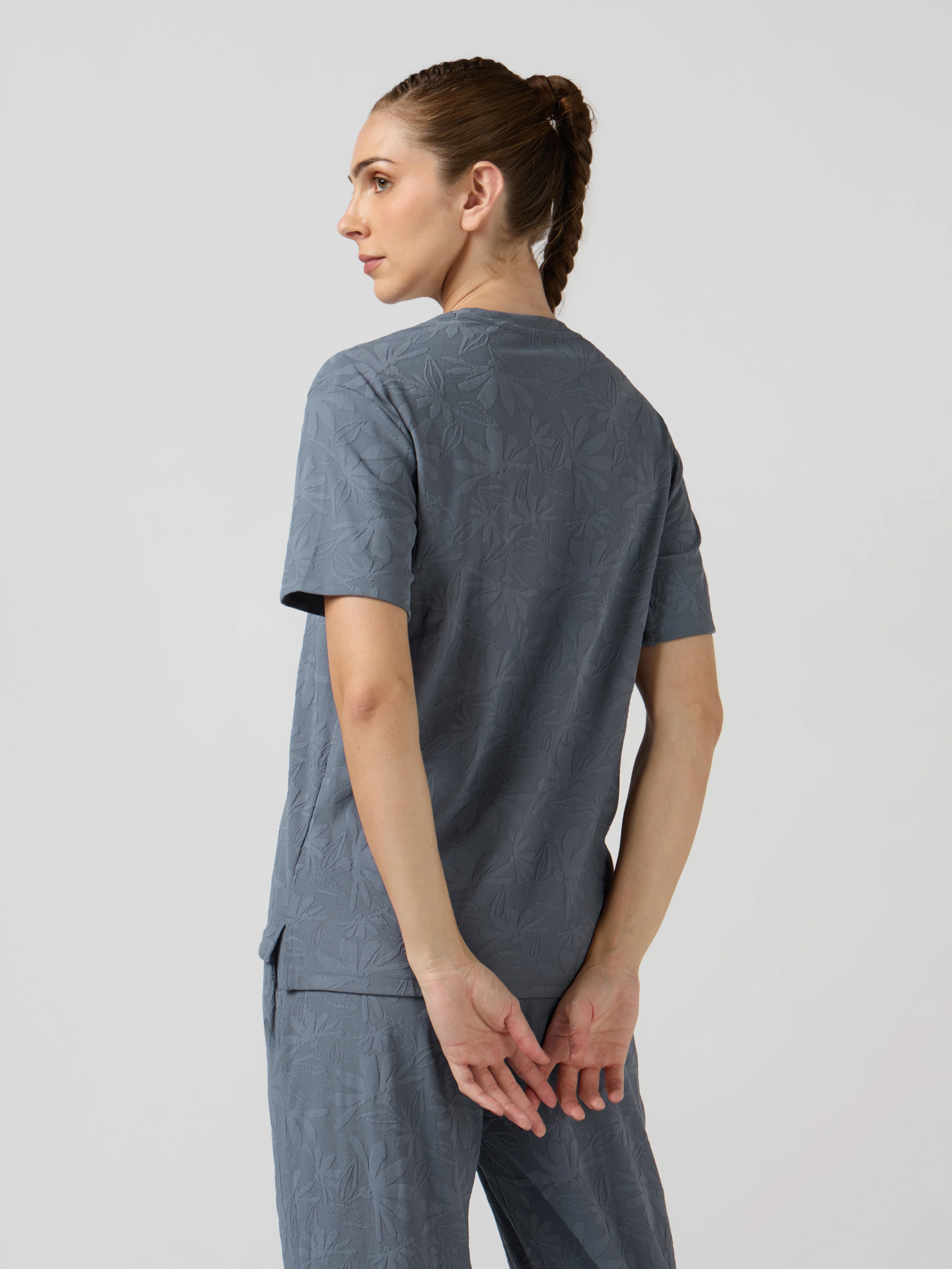 Women Textured Relaxed Fit Round Neck T-shirt with COTFLEX - Image 3