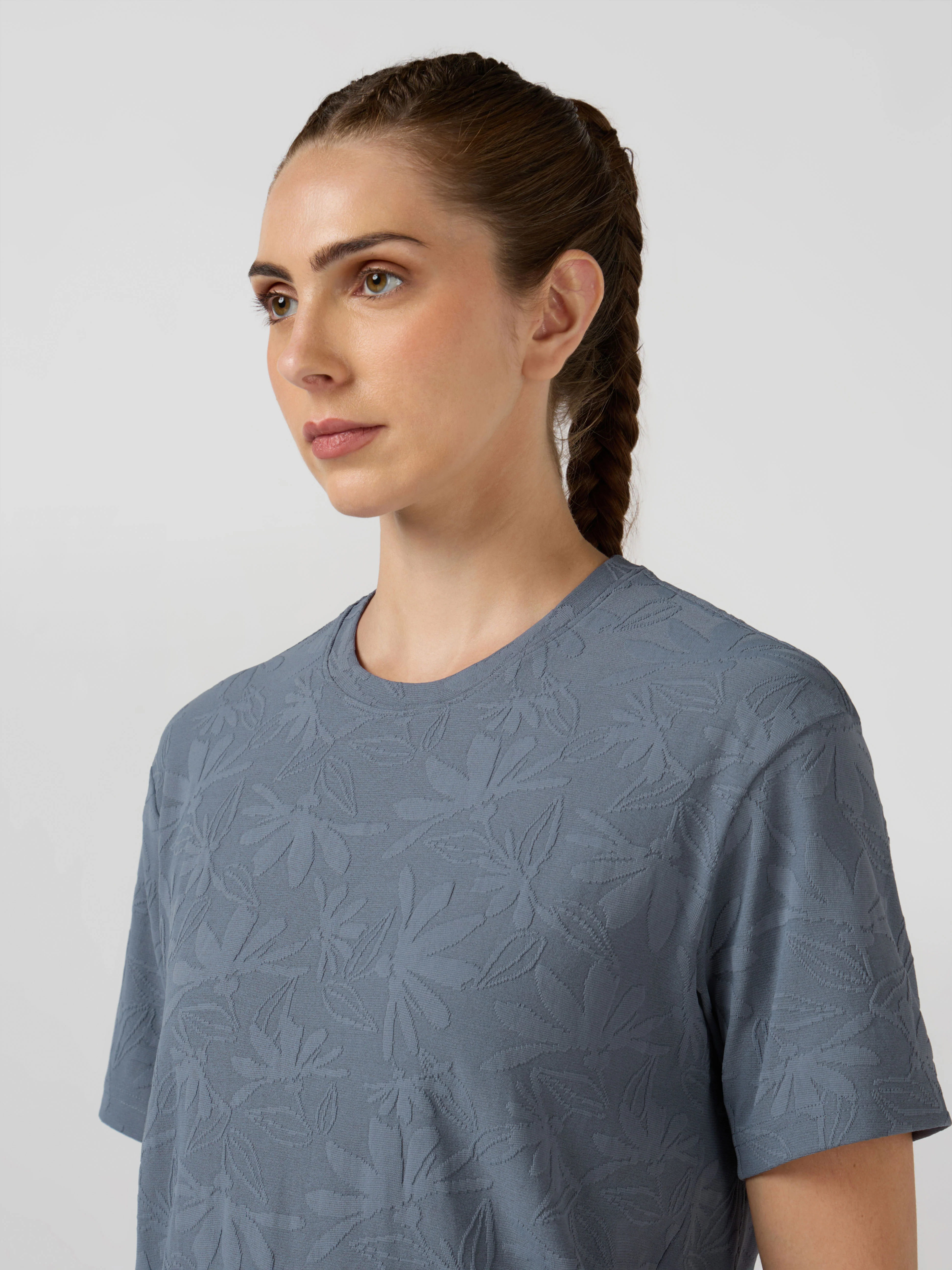 Women Textured Relaxed Fit Round Neck T-shirt with COTFLEX - Image 5