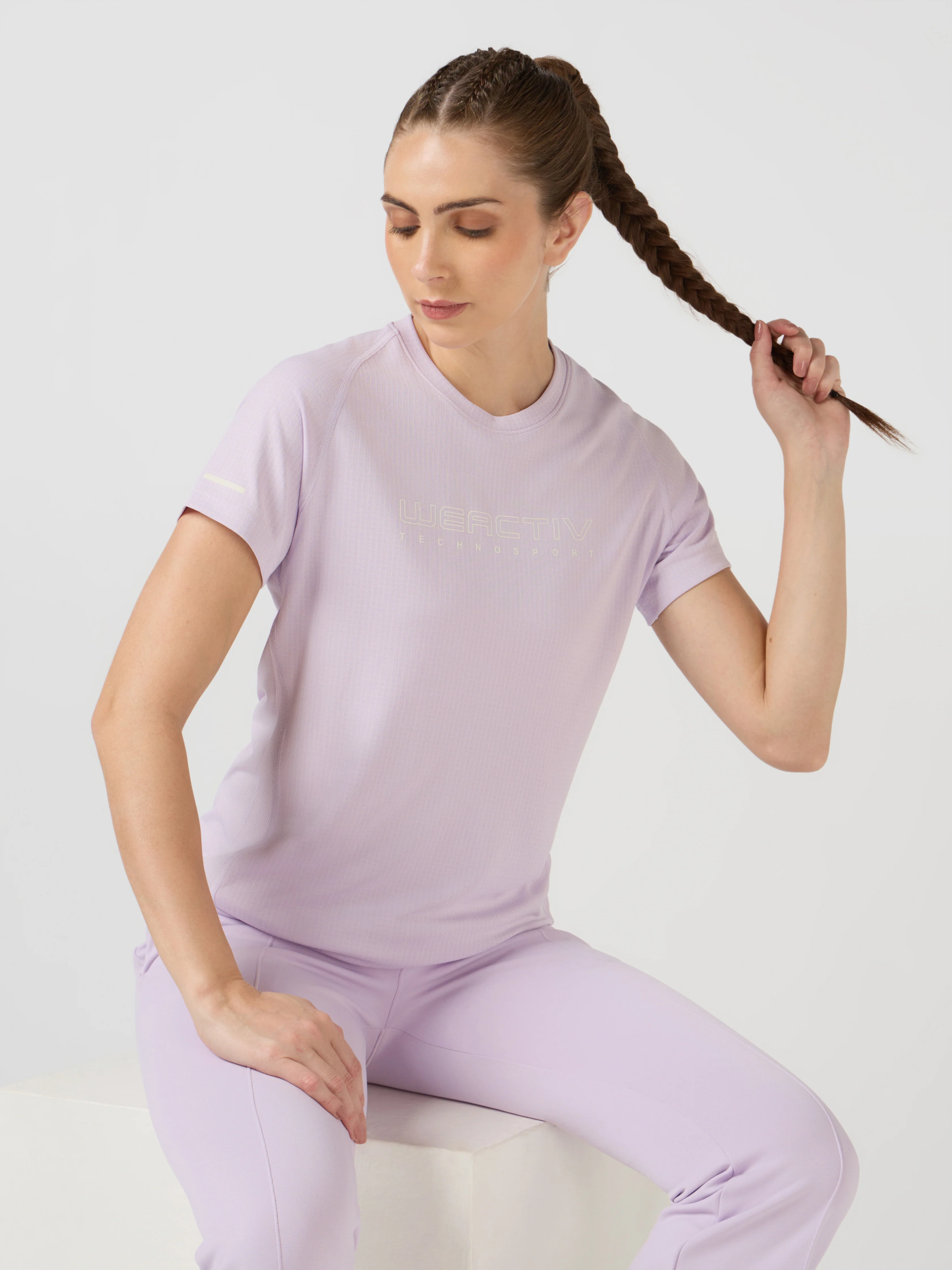 Women Typography Print Regular Fit Round Neck Sports Tee with TECHNOCOOL+