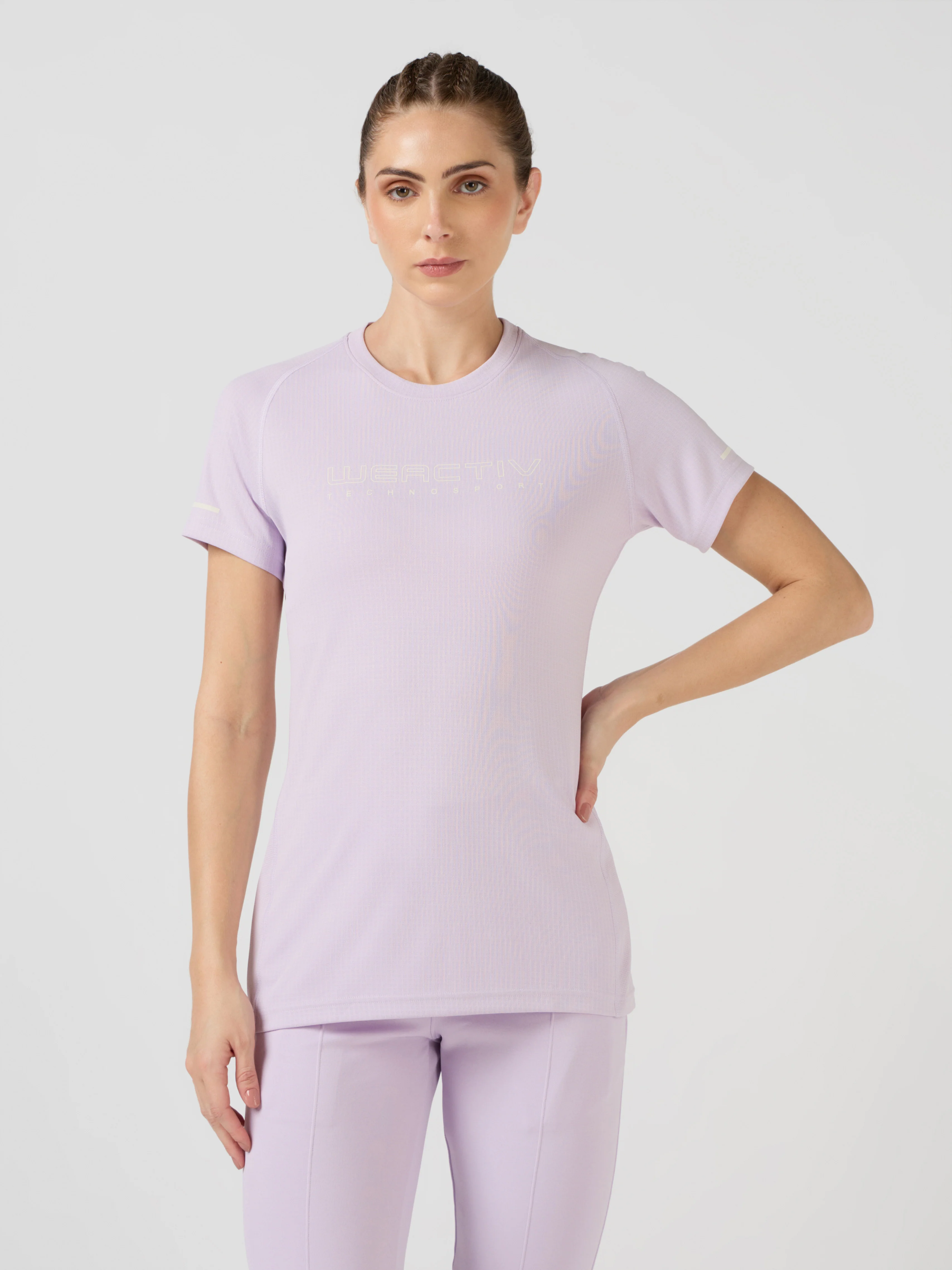 Women Typography Print Regular Fit Round Neck Sports Tee with TECHNOCOOL+ - Image 2