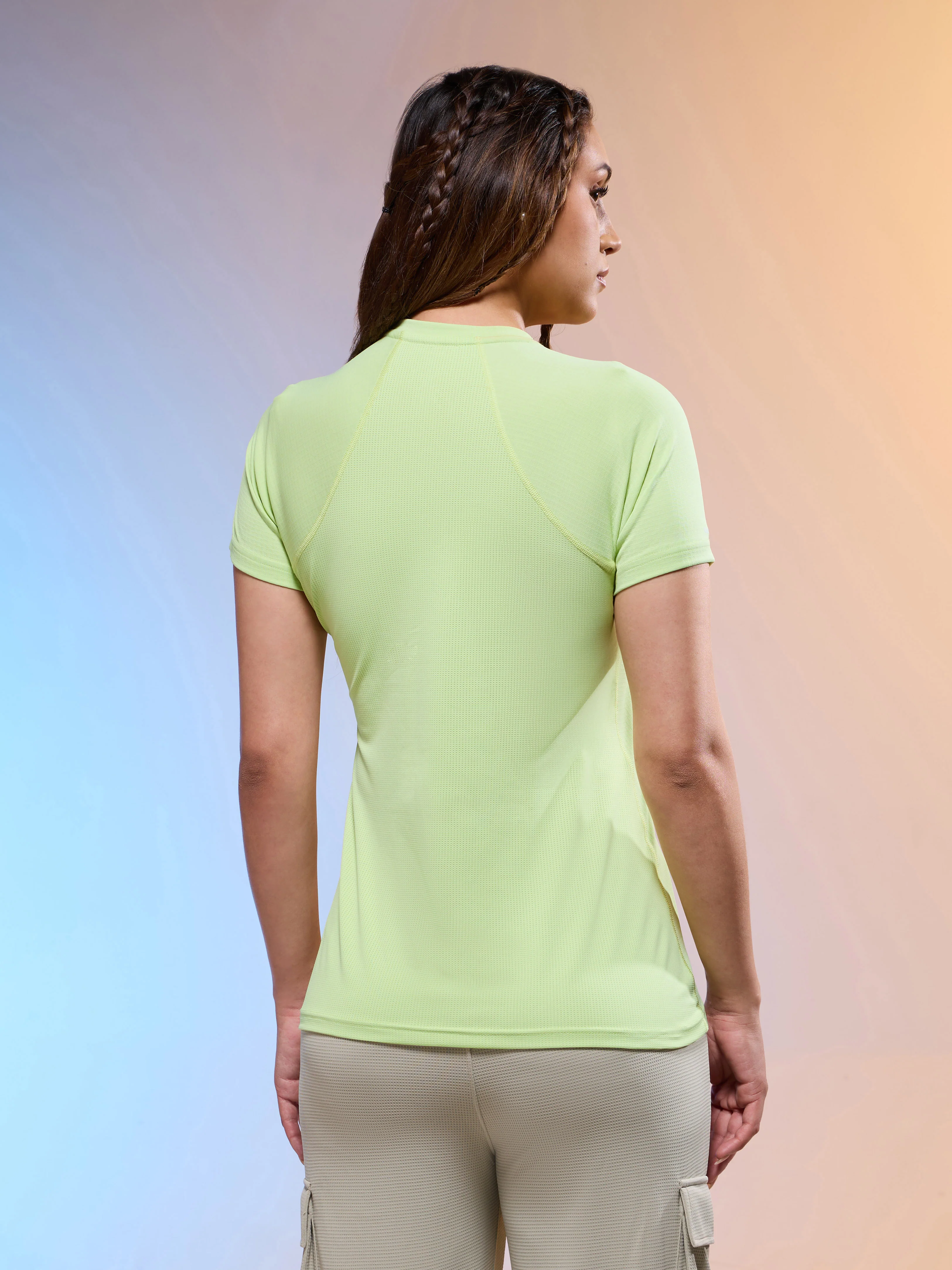 Women Typography Print Regular Fit Round Neck Sports Tee with TECHNOCOOL+ - Image 3