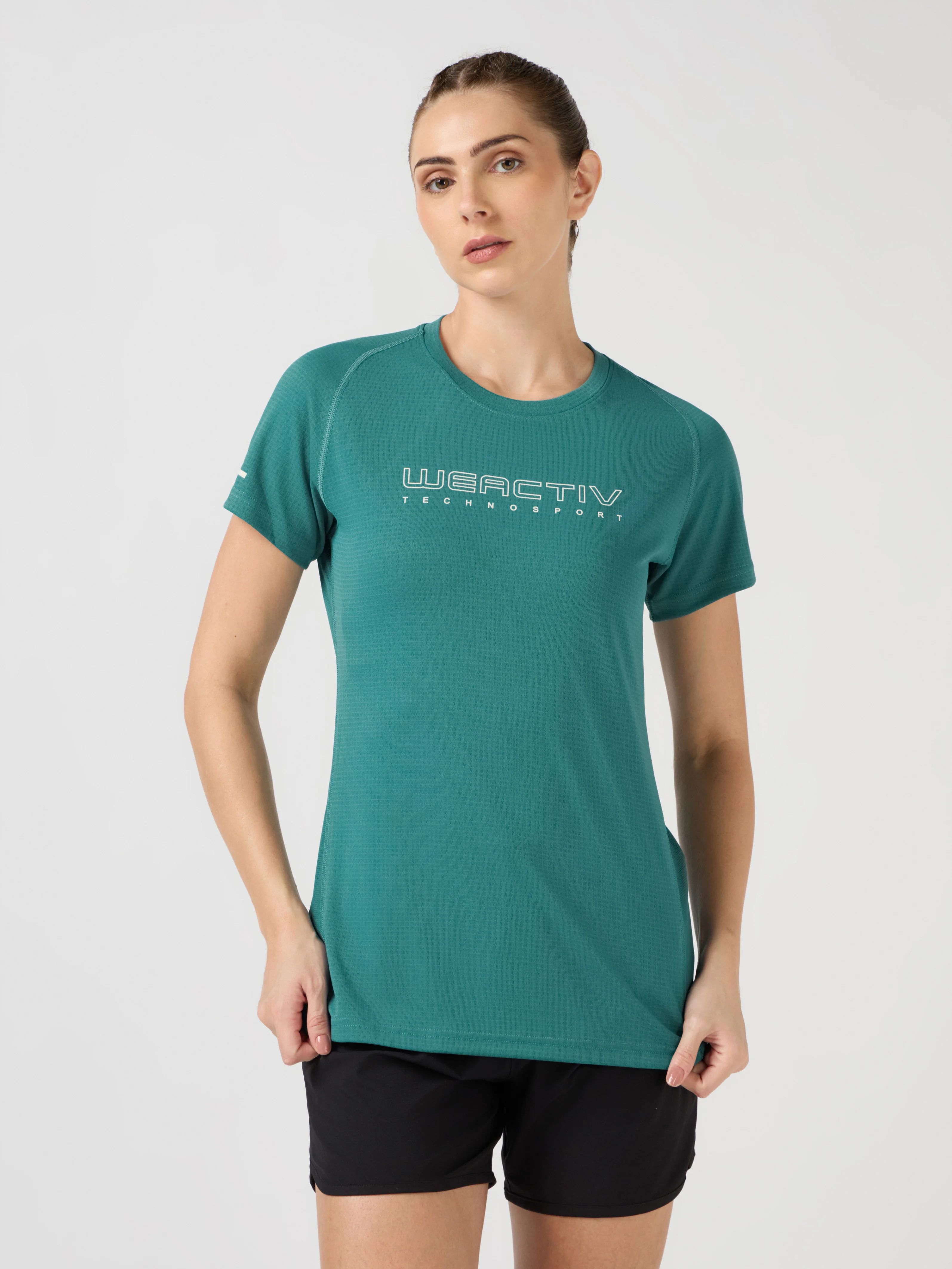 Women Typography Print Regular Fit Round Neck Sports Tee with TECHNOCOOL+ - Image 2